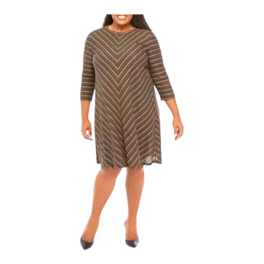 New Directions sz 2X Dress Chevron Striped Black w/Multi